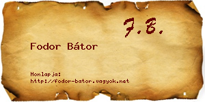 Fodor Bátor névjegykártya